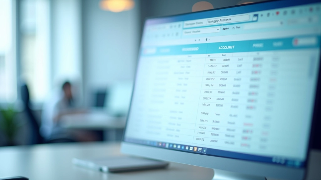 Accounting software screen showing account numbering system with organized categories