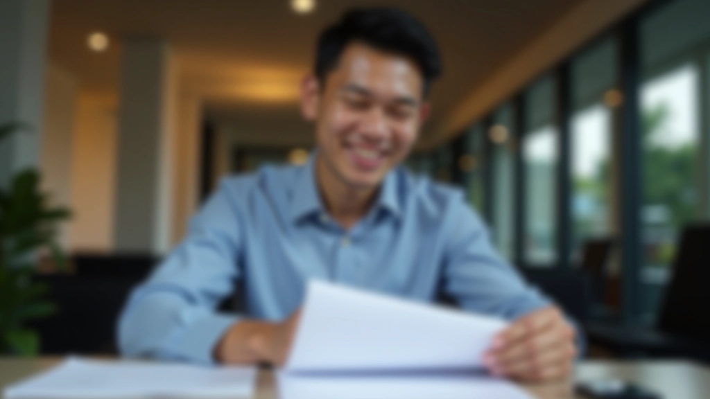 Satisfied business owner reviewing completed financial statements and tax compliance records with confidence